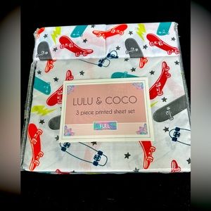 LULU & COCO Skateboard Themed, 3 Piece Sheet Set